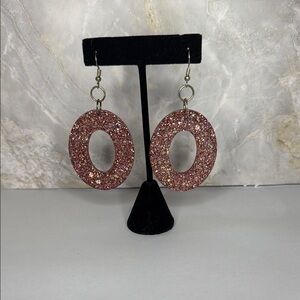 Sparkling Pink champagne Oval Earrings
